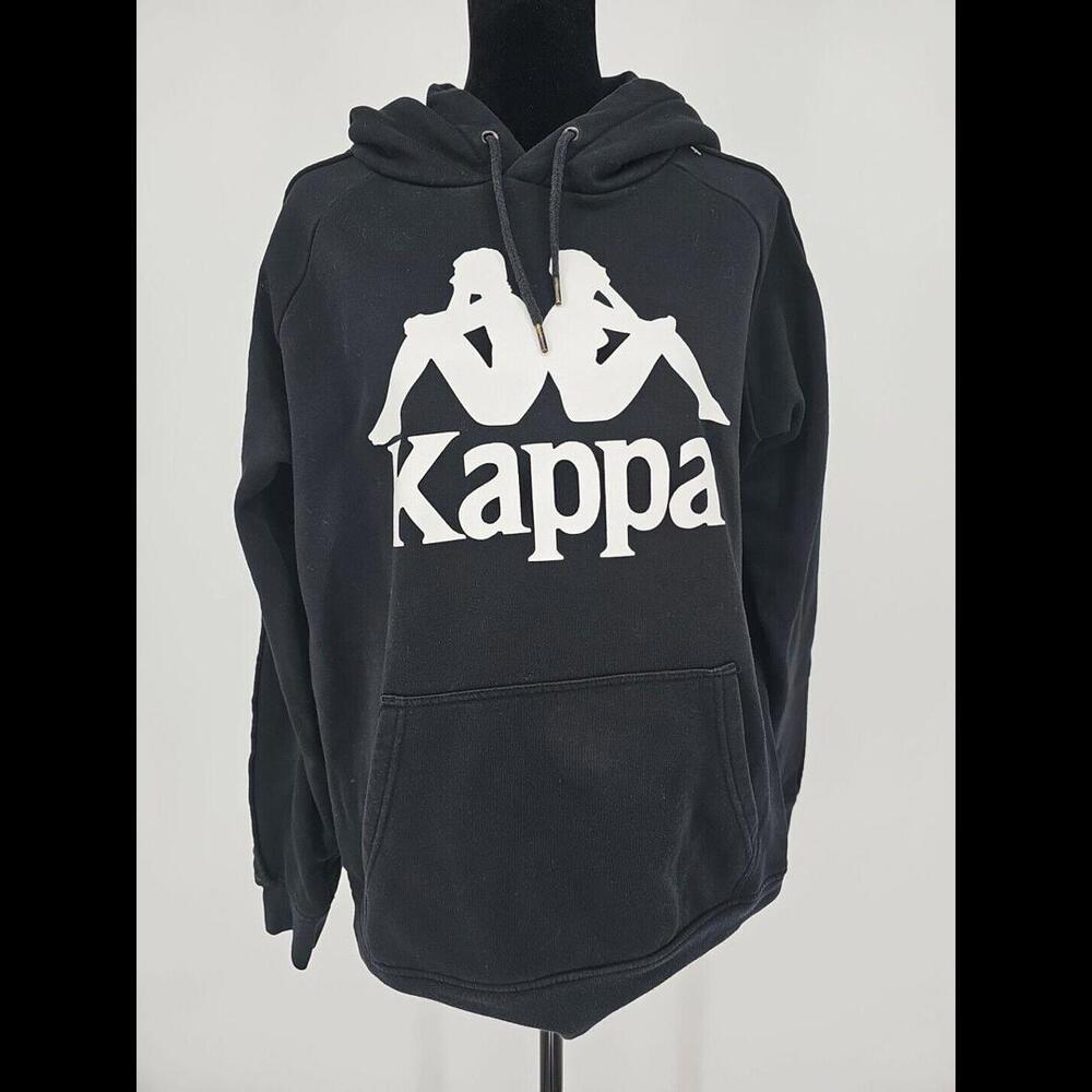 Kappa Hoodie Men's Medium Black Drawstring Long Sleeve Pullover‎